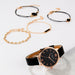 Women 5pcs Quartz Wristwatch Leather Strap Ladies Bracelet Luxury Watch