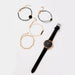 Women 5pcs Quartz Wristwatch Leather Strap Ladies Bracelet Luxury Watch