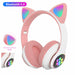 LED Light Cute Cat Bluetooth Wireless Headphone Bass Stereo Headset
