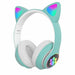 LED Light Cute Cat Bluetooth Wireless Headphone Bass Stereo Headset