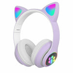 LED Light Cute Cat Bluetooth Wireless Headphone Bass Stereo Headset
