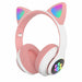 LED Light Cute Cat Bluetooth Wireless Headphone Bass Stereo Headset