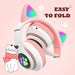 LED Light Cute Cat Bluetooth Wireless Headphone Bass Stereo Headset