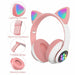 LED Light Cute Cat Bluetooth Wireless Headphone Bass Stereo Headset