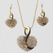 Luxury Gold Romantic Crystal Heart Shape Chain Pendant Necklace Earrings Jewelry Set