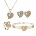 Luxury Gold Romantic Crystal Heart Shape Chain Pendant Necklace Earrings Jewelry Set