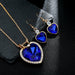 Luxury Gold Romantic Crystal Heart Shape Chain Pendant Necklace Earrings Jewelry Set