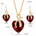 Luxury Gold Romantic Crystal Heart Shape Chain Pendant Necklace Earrings Jewelry Set
