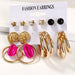Metal Acrylic Tassel Geometric Earrings Set For Women Zircon Dangle Earring
