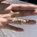 New Arrival Vintage 8Pcs/Set Fairy Colorful Stone Metallic Fashion Finger Rings