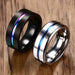 8mm Men Women Groove Rainbow Stainless Steel Wedding Bands Trendy Jewelry Rings