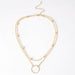 Double-Layer Bead Chain Hollow Circle Pendant  Necklace Trendy Women Jewelry