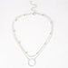 Double-Layer Bead Chain Hollow Circle Pendant  Necklace Trendy Women Jewelry