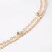 Double-Layer Bead Chain Hollow Circle Pendant  Necklace Trendy Women Jewelry