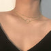 Double-Layer Bead Chain Hollow Circle Pendant  Necklace Trendy Women Jewelry