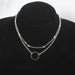 Double-Layer Bead Chain Hollow Circle Pendant  Necklace Trendy Women Jewelry