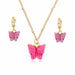 Acrylic Butterfly Earrings Pendant Necklaces Combination Jewelry Set