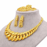 18K Gold Jewelry Set Women Bridal Luxury Necklace Earrings Bracelet Ring Jewelry Set