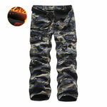 Fleece Cargo Pants Men Casual Loose Multi-pocket Trousers Men Winter Military Army Combat CamouflageTactical Pants