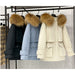 Raccoon Fox Fur Hooded Winter Coat Women White Duck Down Jacket