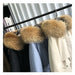 Raccoon Fox Fur Hooded Winter Coat Women White Duck Down Jacket