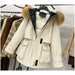 Raccoon Fox Fur Hooded Winter Coat Women White Duck Down Jacket