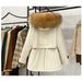 Raccoon Fox Fur Hooded Winter Coat Women White Duck Down Jacket