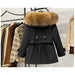 Raccoon Fox Fur Hooded Winter Coat Women White Duck Down Jacket