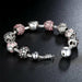 Silver Plated Charm Bracelet & Bangle Love and Flower Beads Women Jewelry