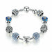Silver Plated Charm Bracelet & Bangle Love and Flower Beads Women Jewelry