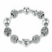 Silver Plated Charm Bracelet & Bangle Love and Flower Beads Women Jewelry