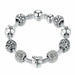 Silver Plated Charm Bracelet & Bangle Love and Flower Beads Women Jewelry