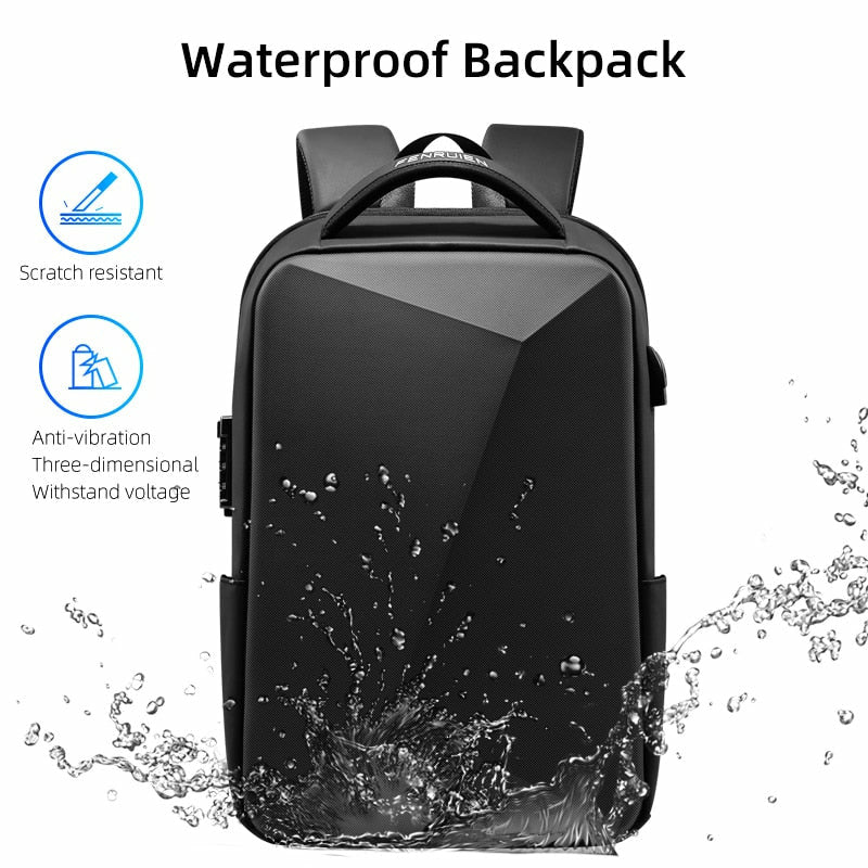 Unique Design Laptop Backpack Anti-Theft Waterproof USB Charging Bags Upgrade Black