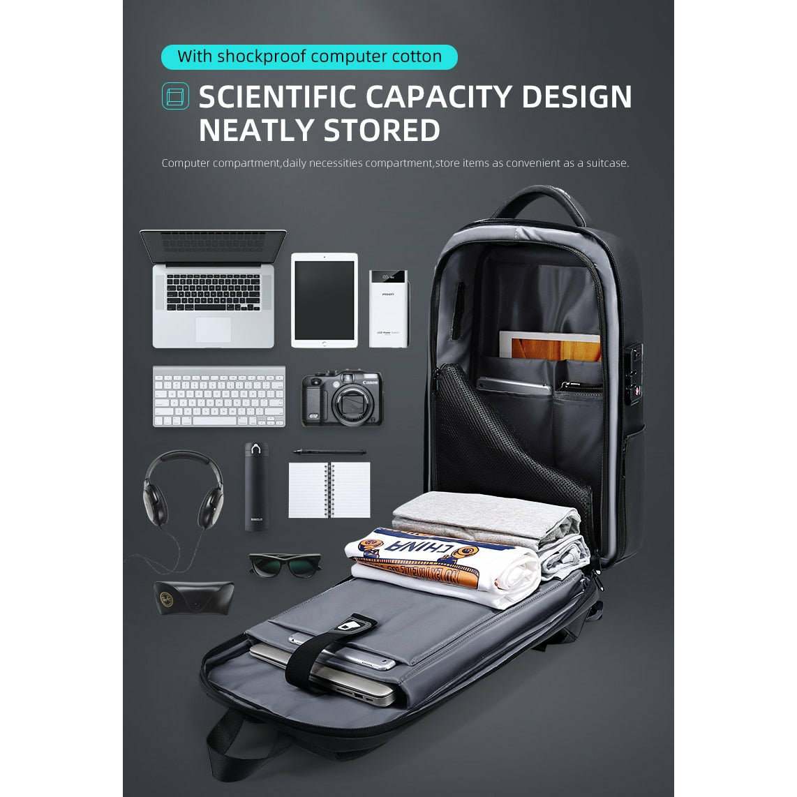 Atomic Computer Bag Unique Design Laptop Backpack Anti-Theft Waterproof USB Charging Bags ...