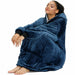 Oversized Hoodie Blanket With Sleeves Sweatshirt Plaid Winter Fleece Hoody
