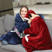 Oversized Hoodie Blanket With Sleeves Sweatshirt Plaid Winter Fleece Hoody