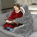 Oversized Hoodie Blanket With Sleeves Sweatshirt Plaid Winter Fleece Hoody