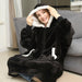 Oversized Hoodie Blanket With Sleeves Sweatshirt Plaid Winter Fleece Hoody
