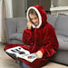 Oversized Hoodie Blanket With Sleeves Sweatshirt Plaid Winter Fleece Hoody