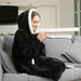 Oversized Hoodie Blanket With Sleeves Sweatshirt Plaid Winter Fleece Hoody