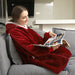 Oversized Hoodie Blanket With Sleeves Sweatshirt Plaid Winter Fleece Hoody