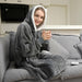 Oversized Hoodie Blanket With Sleeves Sweatshirt Plaid Winter Fleece Hoody