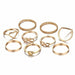 8Pcs/Set Fashion Punk Minimalist Rings Set Women Bohemia Vintage Rings Jewelry