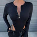 Spring Summer Rompers Women Jumpsuit Zipper Long Sleeve Sexy Skinny Bodysuit