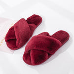 Winter Women House Slippers Faux Fur Fashion Warm Shoes Slip on Furry Slippers