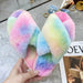 Winter Women House Slippers Faux Fur Fashion Warm Shoes Slip on Furry Slippers