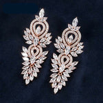 Luxury AAA Cubic Zircon Dangle Earrings Women Fashion Leaf Design Earrings Jewelry