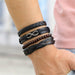 Vintage Black Bead Bracelets Men Fashion Multilayer Leather Bracelet