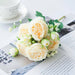 Artificial White Rose Flowers Silk Wedding Decorative Flower Bouquet Home Decor