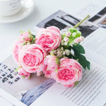 Artificial White Rose Flowers Silk Wedding Decorative Flower Bouquet Home Decor
